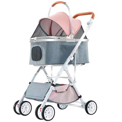 Foldable Pet Stroller with Removable Cabin, Folding Canopy and 360° Wheels