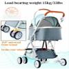 Foldable Pet Stroller with Removable Cabin, Folding Canopy and 360° Wheels view 3