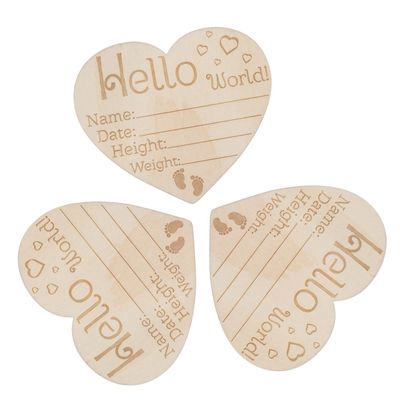 ERINGOGO 3-Piece Heart-Shaped Wooden Name Sign for Newborn Announcements