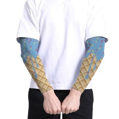 Compression Arm Sleeve for Basketball with Ice Cream Design, UV Protection and Elbow Support for Men