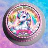 Unicorn Rainbow Edible Cake Topper, Round 20 cm, Sugar Paper, Without Photo view 2