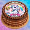 Unicorn Rainbow Edible Cake Topper, Round 20 cm, Sugar Paper, Without Photo view 3