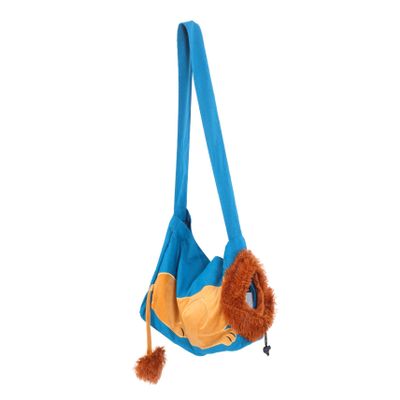 Portable Canvas Pet Carrier Bag, Blue, Lion Style