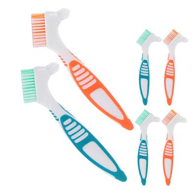 Veemoon 6-Piece Denture Brushes with Double Brush Head, Large Non-Slip Handles, Portable for Denture Cleaning