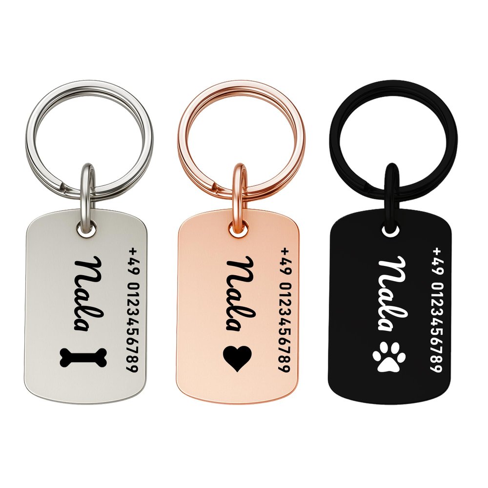 Tiklife Personalized Stainless Steel Pet Tag with Engraving, Square Tag Set of 2