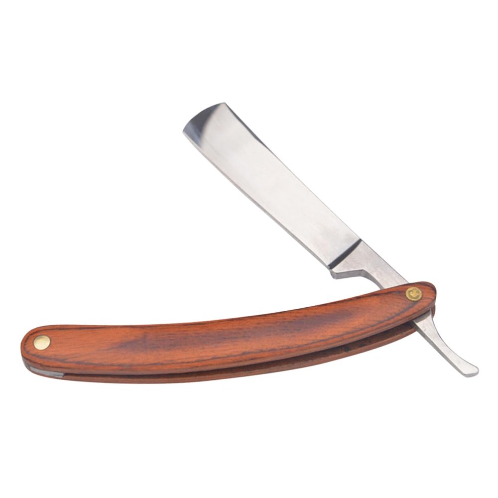 Vintage Stainless Steel and Wood Safety Razor with Smooth Handle