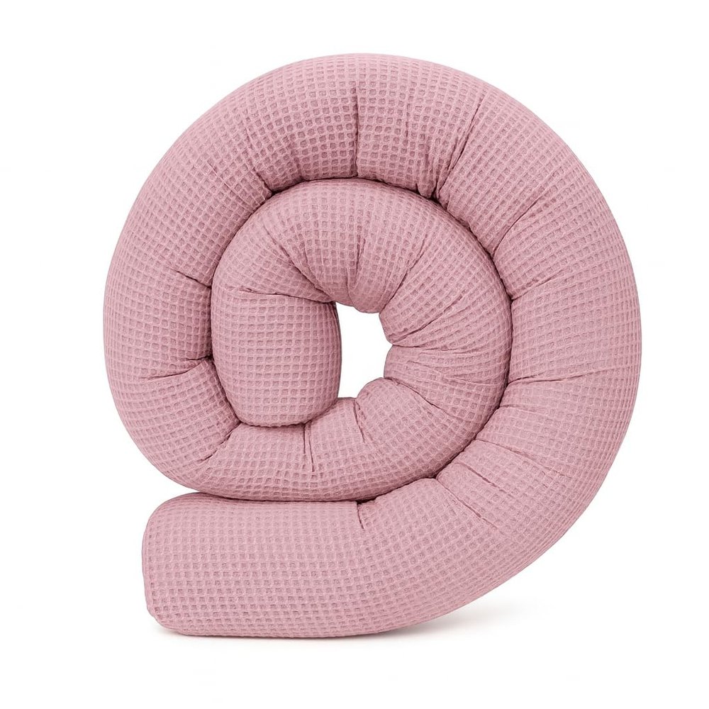 Schlangenmanufaktur Baby Bed Bumper Cuddle Snake, Dusty Pink, Waffle Piqué, Handmade in Bavaria, OEKO-TEX, 80 x 13 cm