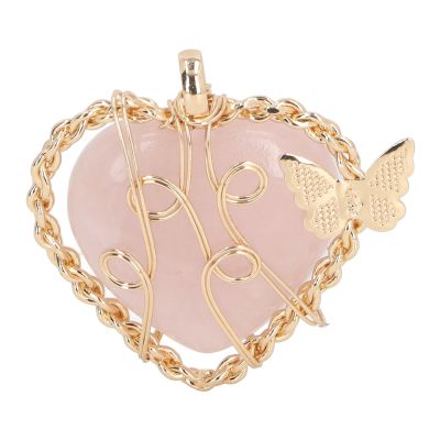 Fafeicy Heart-Shaped Healing Crystal Pendant for Energy, Love, and Meditation (Rose)