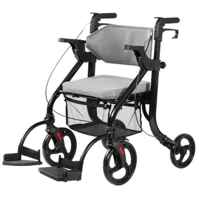 Folding 2-in-1 Rollator Walker with Backrest and Footrests
