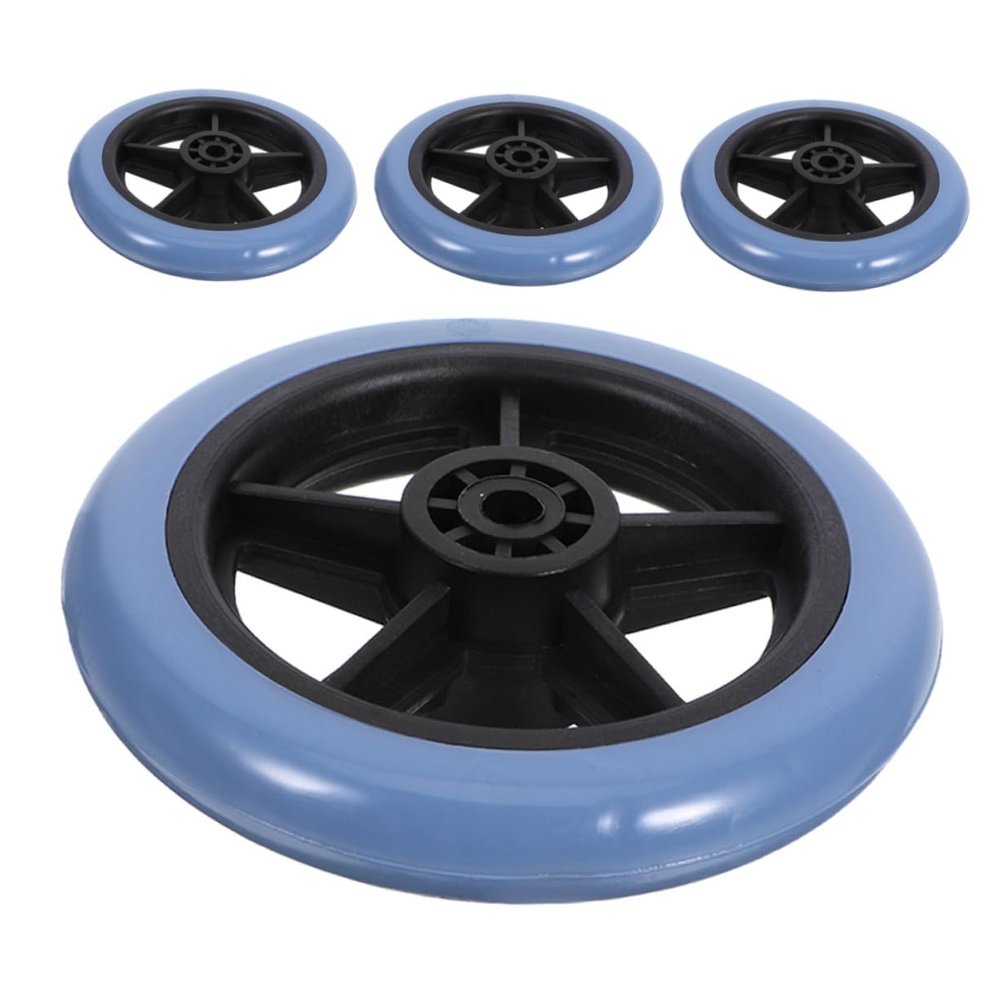 EXAOMBLE 4-Piece Replacement Walker Wheels for Wheelchairs and Mobility Aids, Swivel Design, Shock-Absorbing Material