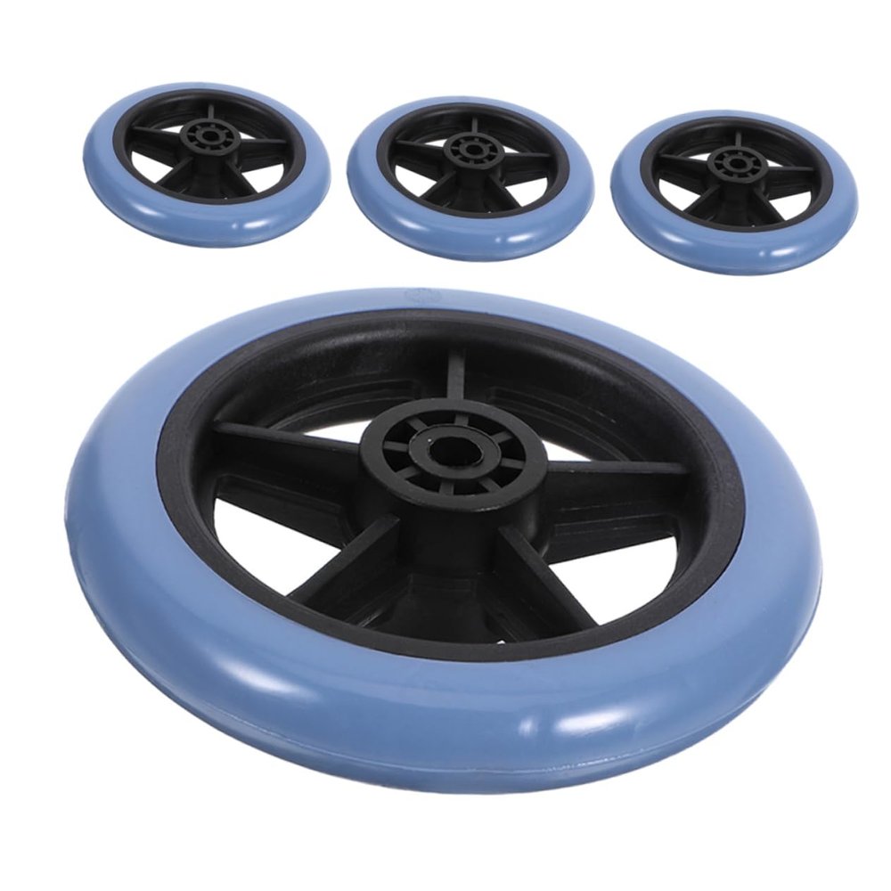 minkissy 4-Piece Universal Walker Replacement Wheels, PVC and Metal, Blue