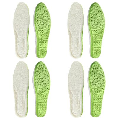 4 Pairs Winter Plush Insoles | Comfort Inserts | Anti-Odor Warm Insoles with Mugwort Extract | Arch Support for Men & Women