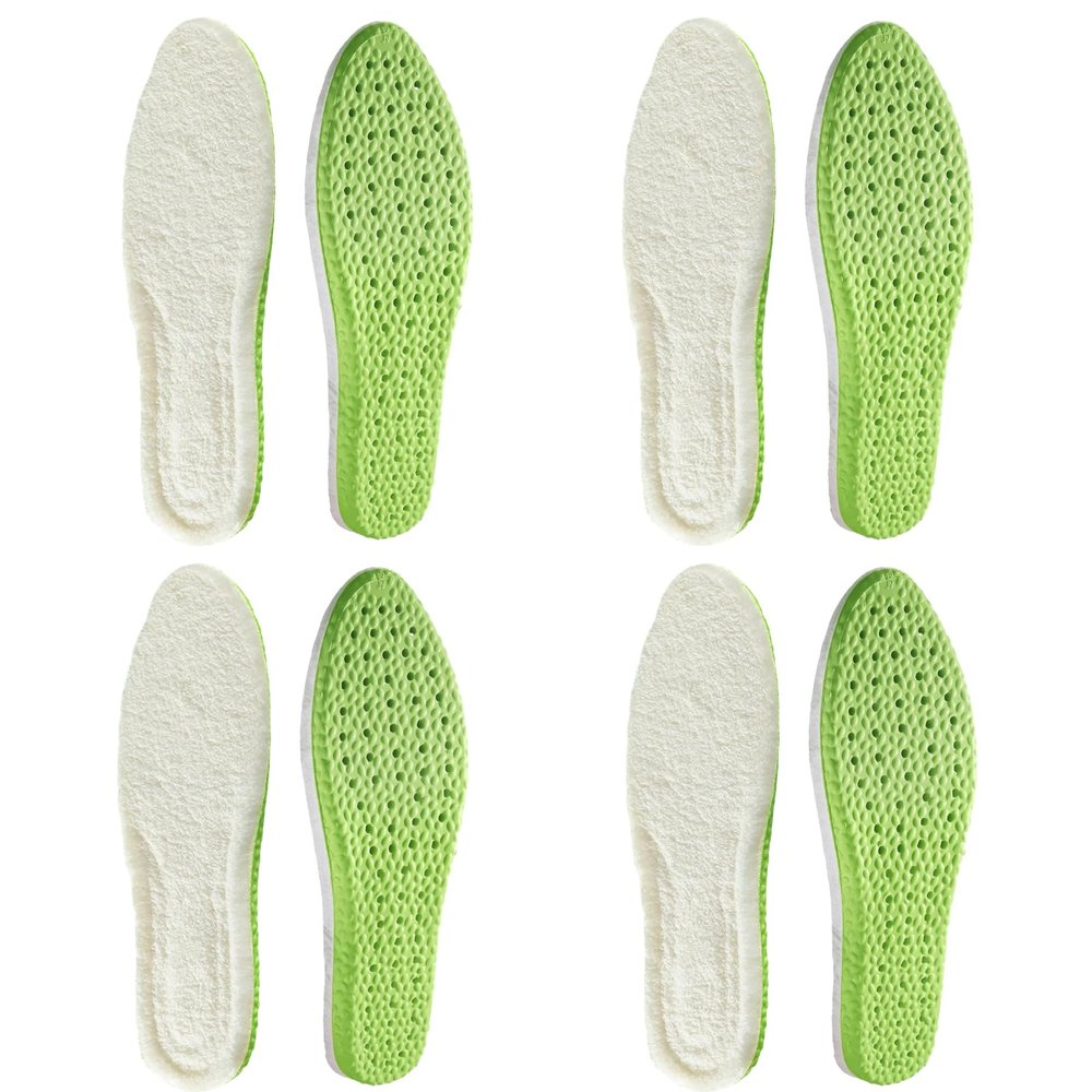 4 Pairs Winter Plush Insoles | Comfort Inserts | Anti-Odor Warm Insoles with Mugwort Extract | Arch Support for Men & Women