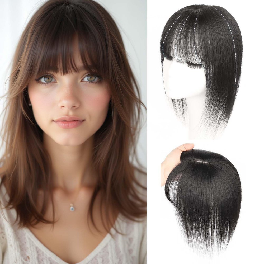 Human Hair Topper for Thinning Hair, 8 x 12 cm Silk Base, 20 cm, Chestnut Brown