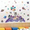 Space Wall Stickers with Colorful Rockets and Astronauts view 2