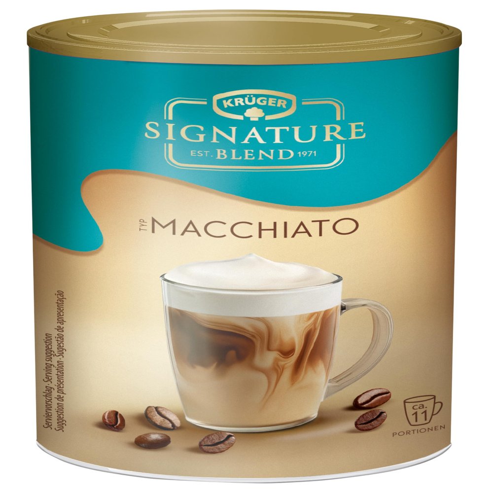 KRÜGER Signature Blend Macchiato 200 g Can, Instant Coffee with Creamy Milk and Foam Topping