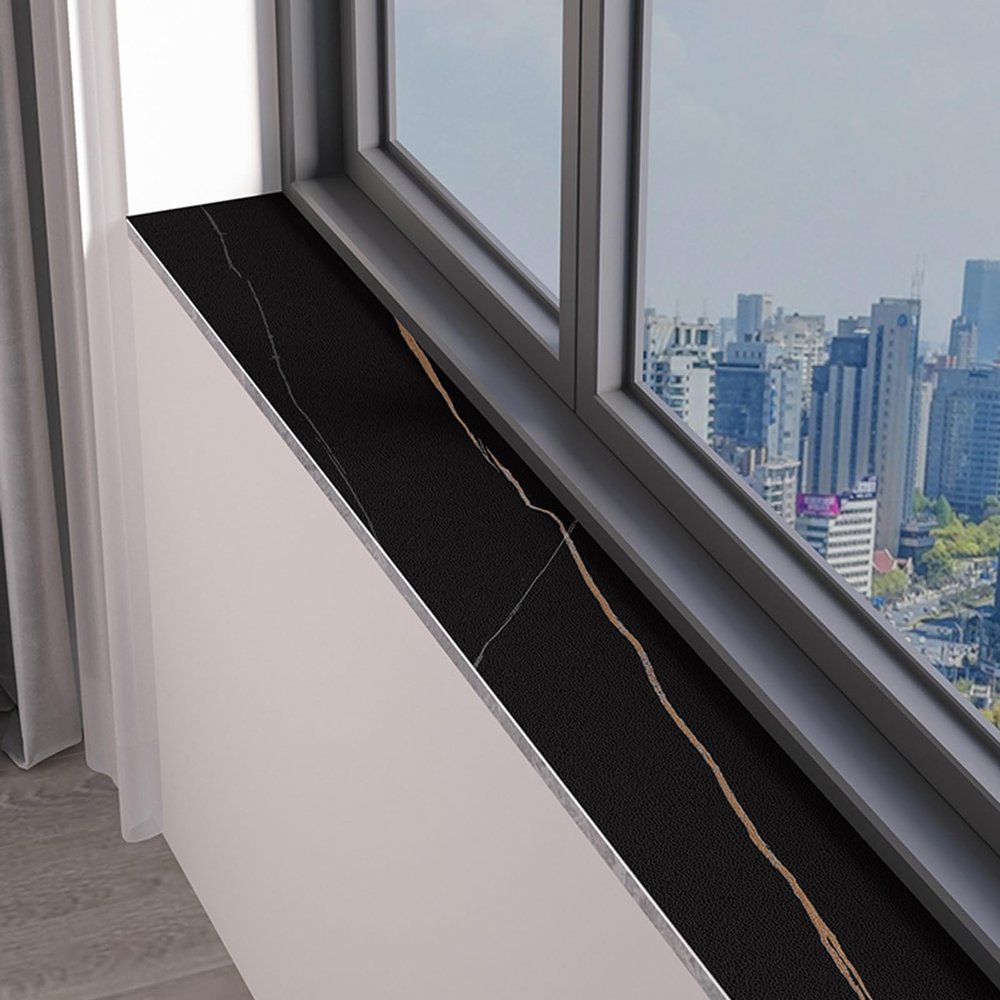 Dailify Black Marble-Pattern Windowsill Mat, 130 x 35 cm