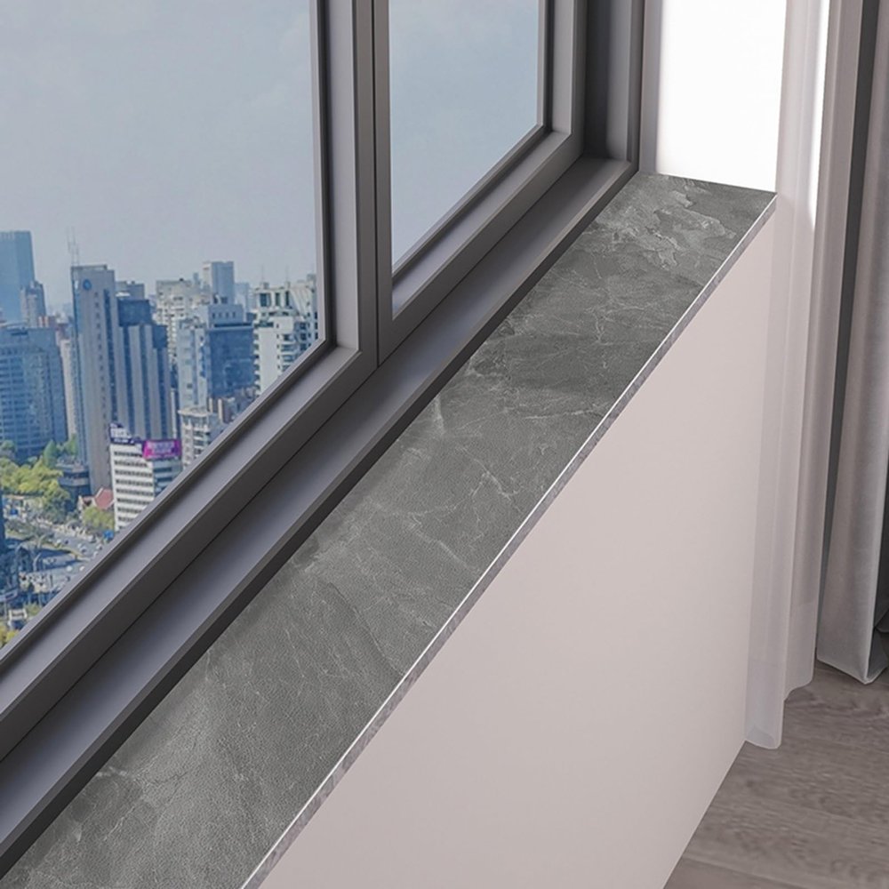 Dailify Modern Textured Window Sill Mat, Gray PVC Leather Pad, Waterproof, Customizable, Gray A, 160 x 30 cm (63 x 11 3/4 in)