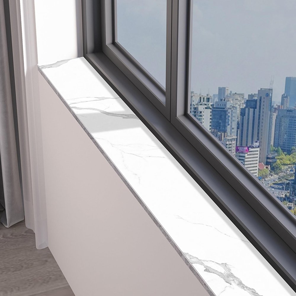 Decorative Marble-Style Window Sill Mat, White, 100 x 30 cm