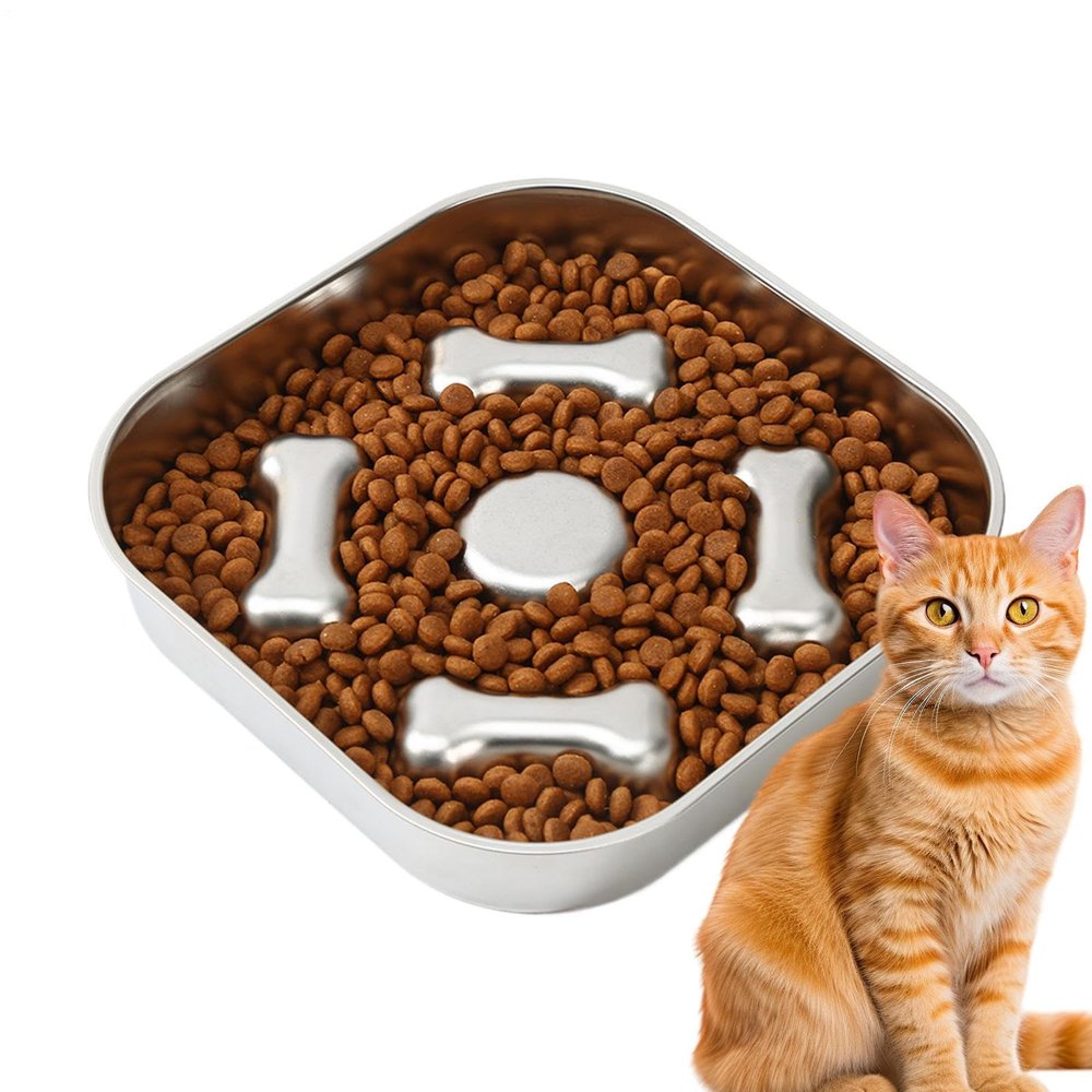 Non-Slip Stainless Steel Slow Feeder Dog Bowl