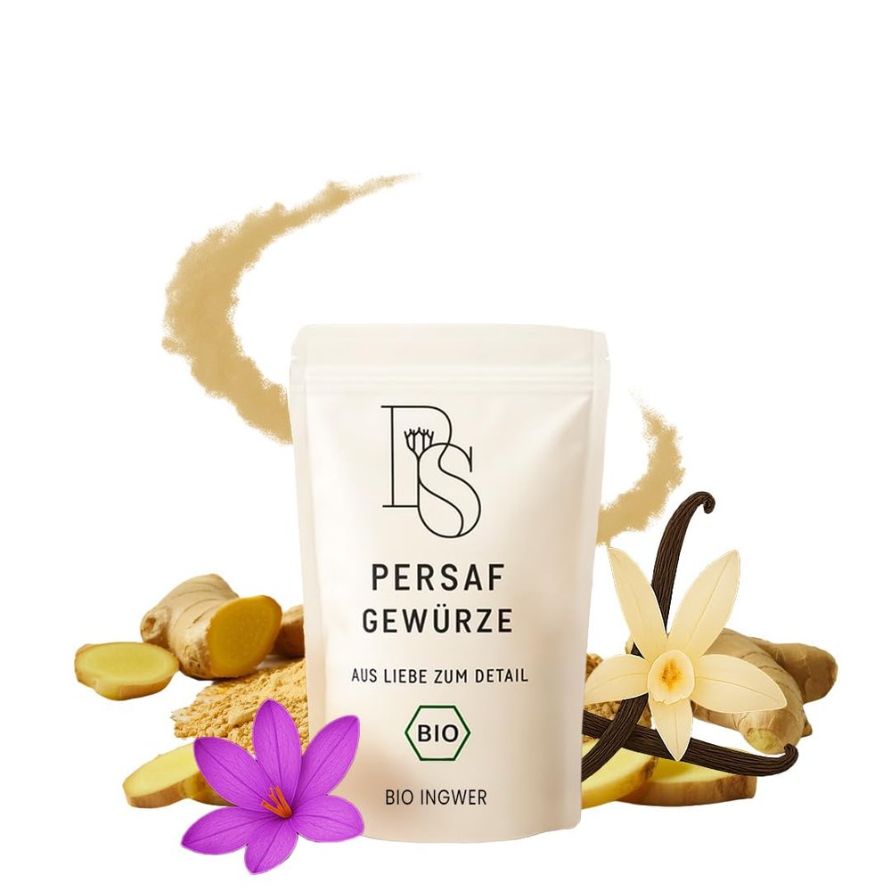 PerSaf Organic Ginger Powder 250 g - Gourmet Quality - DE-KO-006 - 100% Ground Organic Ginger from Madagascar