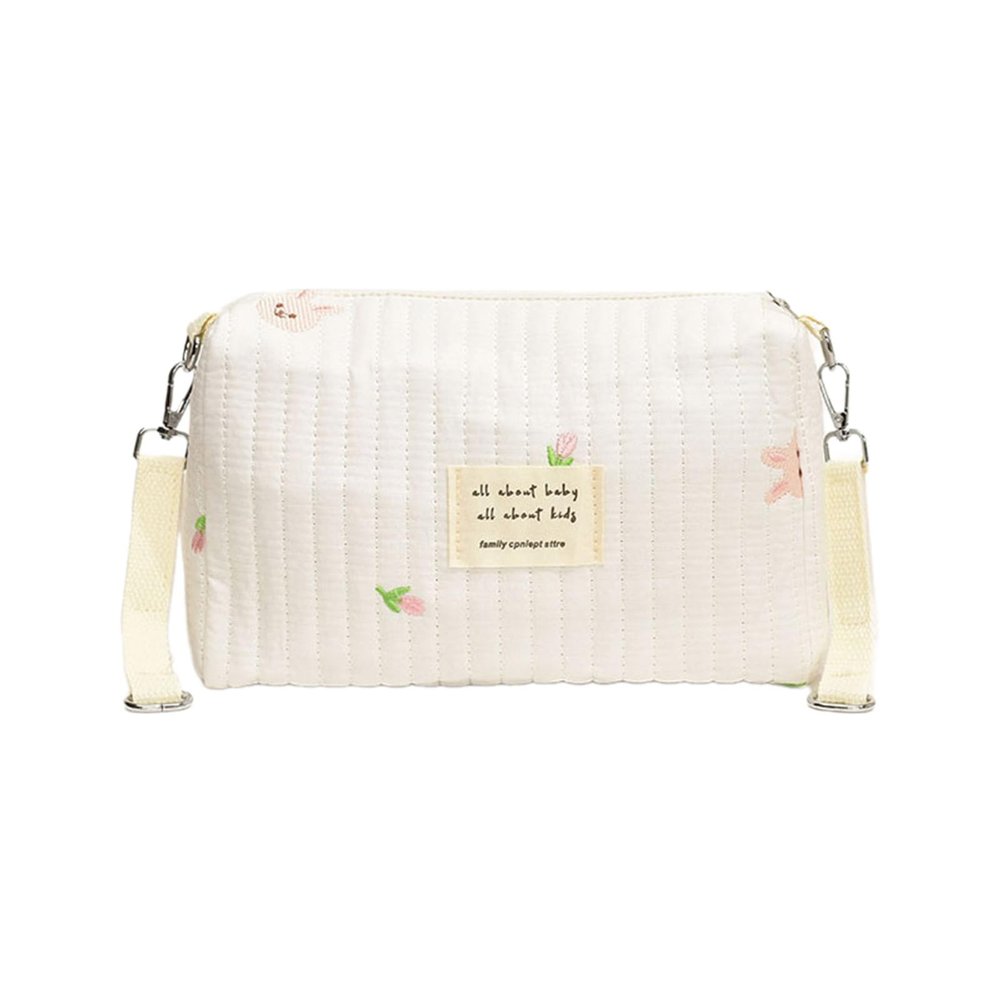 Stroller Hanging Diaper Bag with Embroidered Pattern