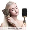 Vintage-Style Scalp Massager Hair Brush, Gold Floral Pattern, Black, for Curly Hair view 4