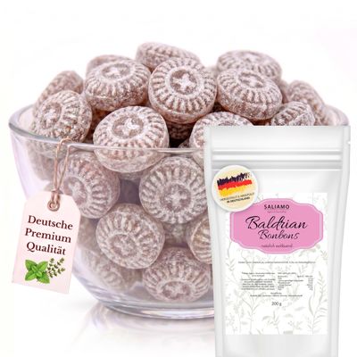 Saliamo Cough Drop, Valerian Flavor, 200 g, Hard Candies, Herbal Candy, Retro Sweets, Made in a German Confectionery