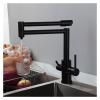 YCVAWEOD Kitchen Faucet, Matte Black Folding Faucet with 3-Way Filtered Water Mixer view 3