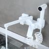 Wall-Mounted Kitchen Sink Faucet with Spray Gun, White Brass view 1