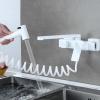 Wall-Mounted Kitchen Sink Faucet with Spray Gun, White Brass view 2