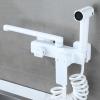 Wall-Mounted Kitchen Sink Faucet with Spray Gun, White Brass view 3