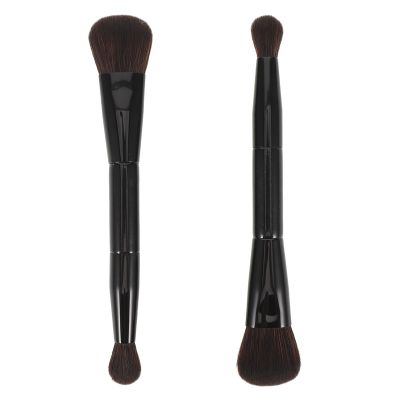 OUNONA 2-Piece Double-Sided Makeup Brushes, Kabuki Foundation Brush for Liquid Makeup and Blush Brush for Blending, Black