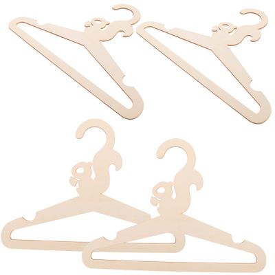 Ciieeo 5-Pack Wooden Hangers with Cartoon Animals for Baby Clothes, Beige