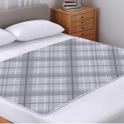 SQOYEI Waterproof Washable Incontinence Bed Pad, 100 x 180 cm, Plaid Gray