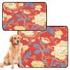 Reusable Dog Training Pads for Large Dogs, Extra-Large, Washable, Non-Slip, 61 x 91.4 cm + 91.4 x 106.7 cm, Chinese-Style Elegant Flowers, Red, 2-Pack view 1