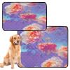 Reusable Pee Pads for Large Dogs, Non-Slip, 24 x 36 in + 36 x 42 in, Vapor Wave Floral, Purple and Red, 2-Pack view 1