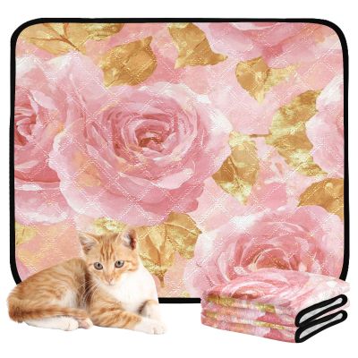 3-Pack Washable Dog Pee Pads, Non-Slip, 50.8 x 61 cm, Rose Gold Valentine's Rose