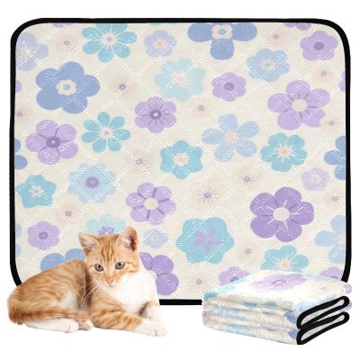 Washable Dog Pee Pads, Extra-Large Non-Slip Indoor Floor Mat, 20 x 24 in, Blue-Purple Small Flowers, 3-Pack