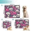 3 Pink Dog Floor Mats, Non-Slip Lawn Mat, 20 x 24 in, Human Skulls, Hot Pink Lilies and Flowers, Dark Style view 2