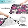 3 Pink Dog Floor Mats, Non-Slip Lawn Mat, 20 x 24 in, Human Skulls, Hot Pink Lilies and Flowers, Dark Style view 3