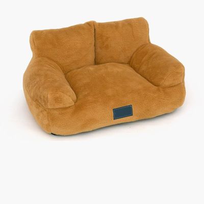 Miaogoo Fluffy Plush Cat and Dog Sofa, Orthopedic, Calming, Washable, Removable, Non-Slip, for Small and Medium Dogs and Cats (L: 75 x 48 x 23 cm, Brown)