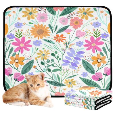 Washable, Non-Slip Dog Mats for Dirty Paws, 50.8 x 61 cm, Colorful Artistic Flowers, 3-Pack