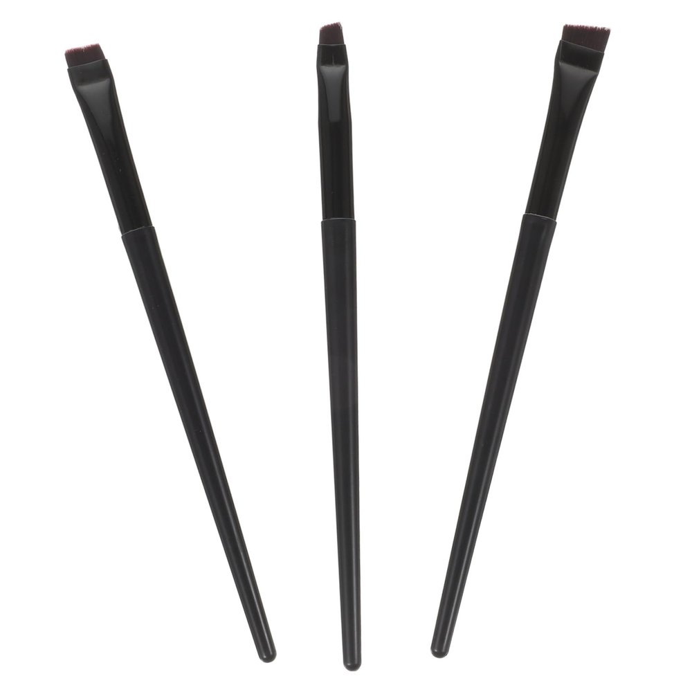 3-Piece Flat Eyeliner and Eyebrow Brush Set for Precise Shaping