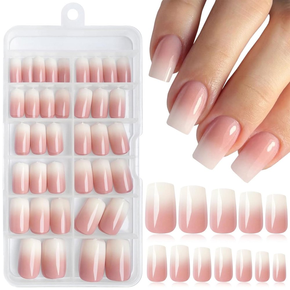 LunarCharm 144-Piece Ombre Square Press-On Nails, Medium