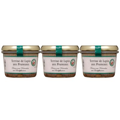 Terrine de Lapin aux Pruneaux Rabbit and Prune Spread, France, 3 x 180 g, incl. FeinWert e-book