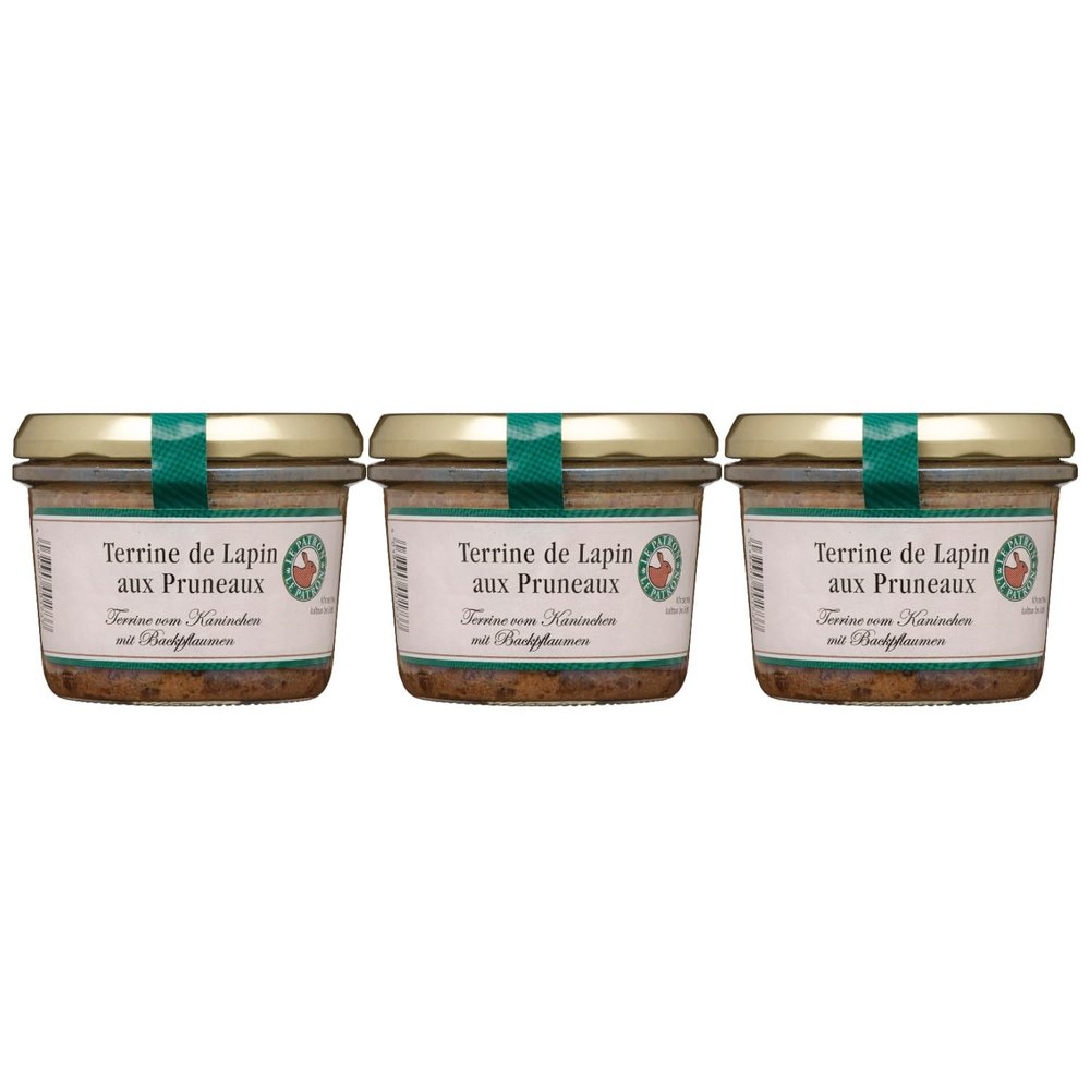 Terrine de Lapin aux Pruneaux Rabbit and Prune Spread, France, 3 x 180 g, incl. FeinWert e-book