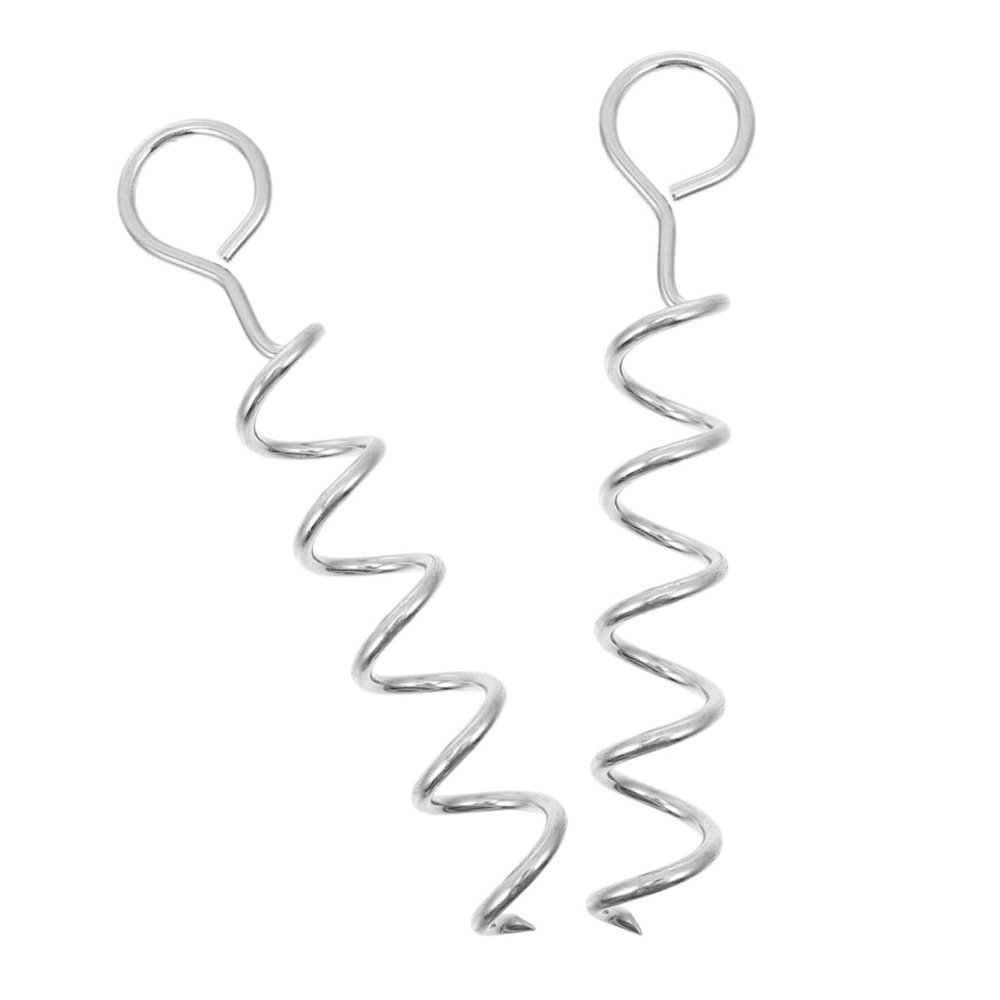 BESTonZON Spiral Ground Anchors for Dogs and Tents, 2-Piece, Iron, Silver