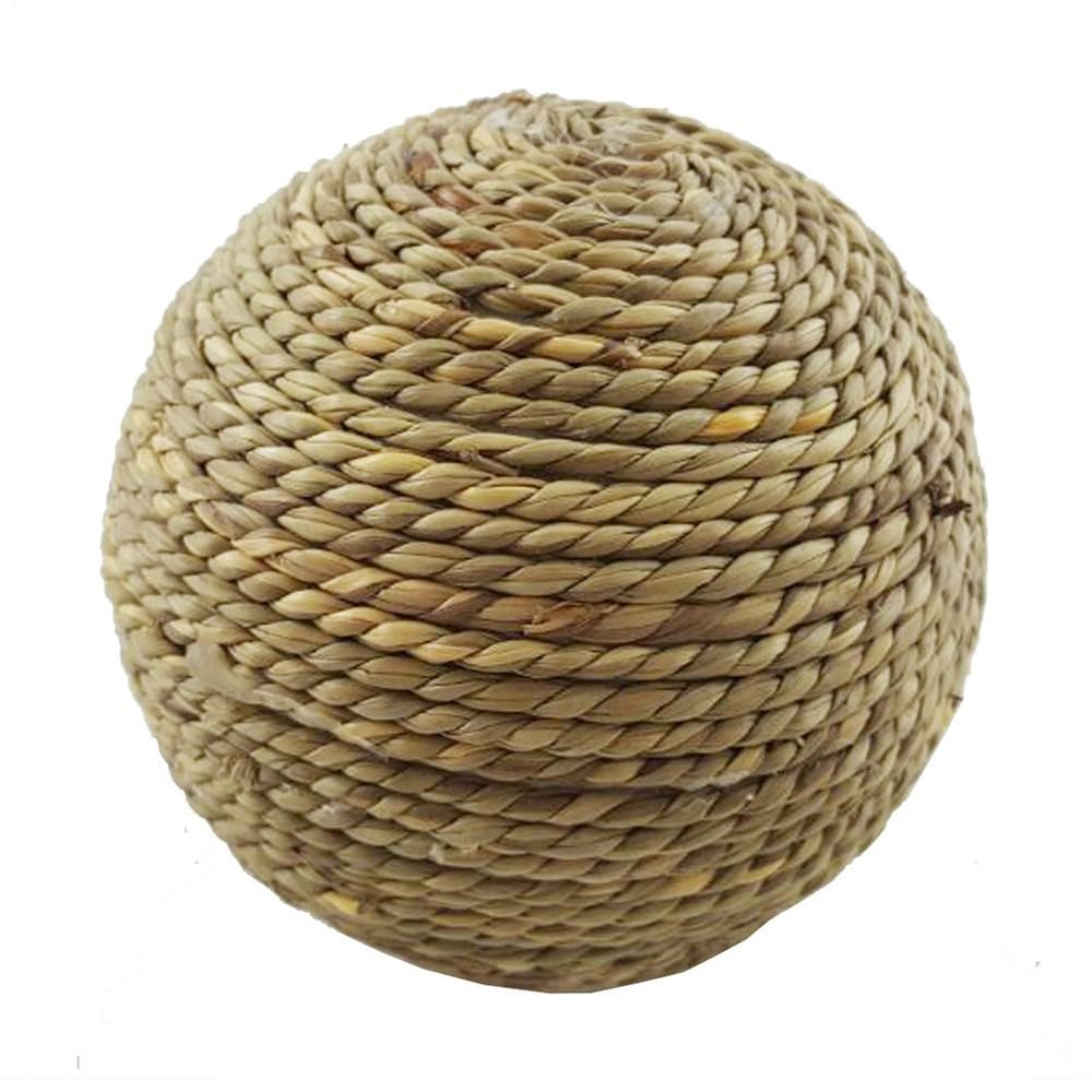 Rabbit Ball with Loops, Natural Rabbit Toy, Rabbit Accessory for Grooming, Playroom, Patio, Garden, Feeder, Farm, Home, Backyard, Indoor Use