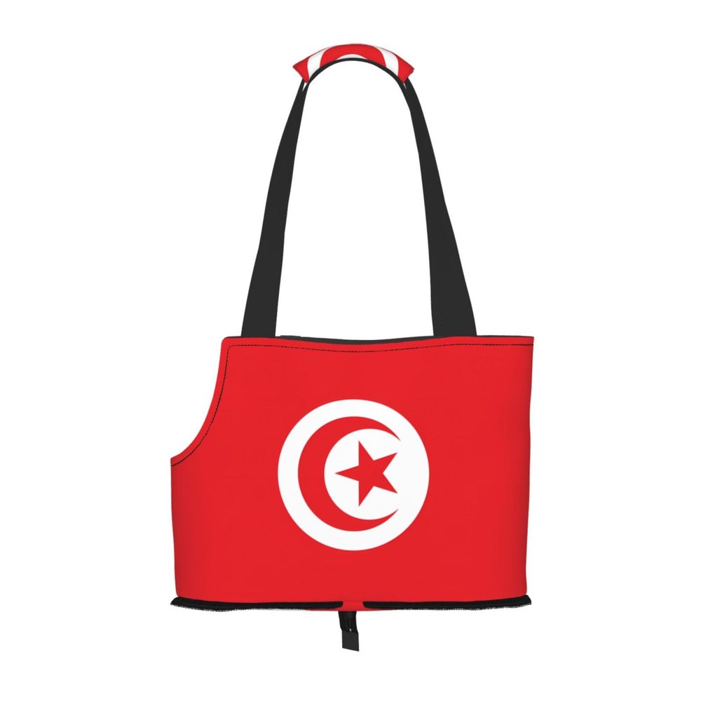 WZYCWB Lightweight Travel Bag for Cats with Tunisian Flag, Breathable Small Dog Shoulder Bag